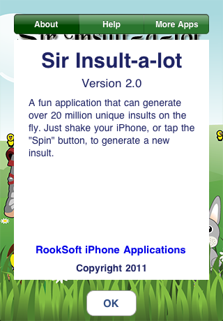 Sir Insult-a-lot Lite iPhone application game entertainment by mobile developer RookSoft Pte Ltd of Singapore
