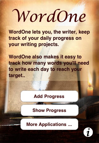 Default about-help WordOne iPhone Application, Writing Project Progress Tracker by RookSoft Pte Ltd of Singapore