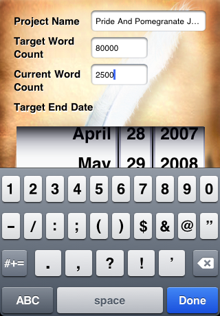 project-add WordOne Lite iPhone Application, Writing Project Progress Tracker by RookSoft Pte Ltd of Singapore