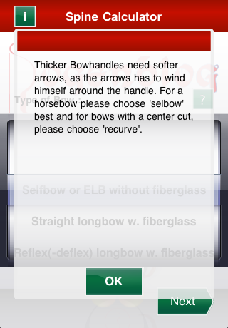 SpineCalc iPhone application, bow & arrow calculator, bow type SpineCalc iPhone application, bow & arrow calculator, bow type iOS (iPad, iPhone) application by mobile developer RookSoft Pte Ltd of Singapore