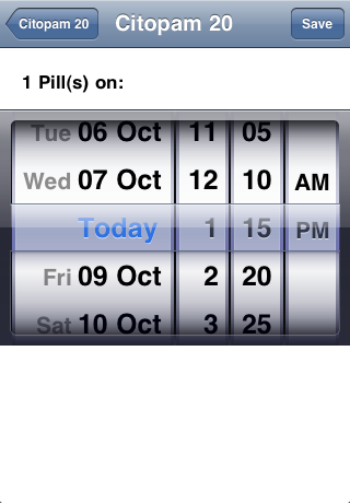 edit pills pillminder iphone app - Pillminder - iOs application to help you track your medications - history of medications taken screen