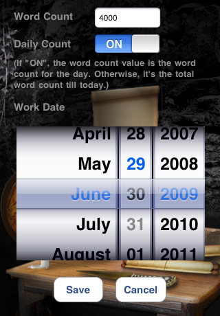 progress2 WordOne iPhone Application, Writing Project Progress Tracker by RookSoft Pte Ltd of Singapore