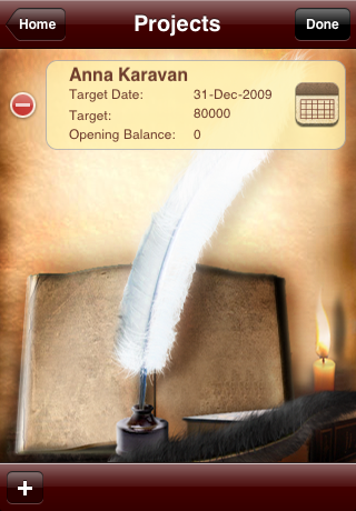 project-edit1 WordOne Lite iPhone Application, Writing Project Progress Tracker by RookSoft Pte Ltd of Singapore